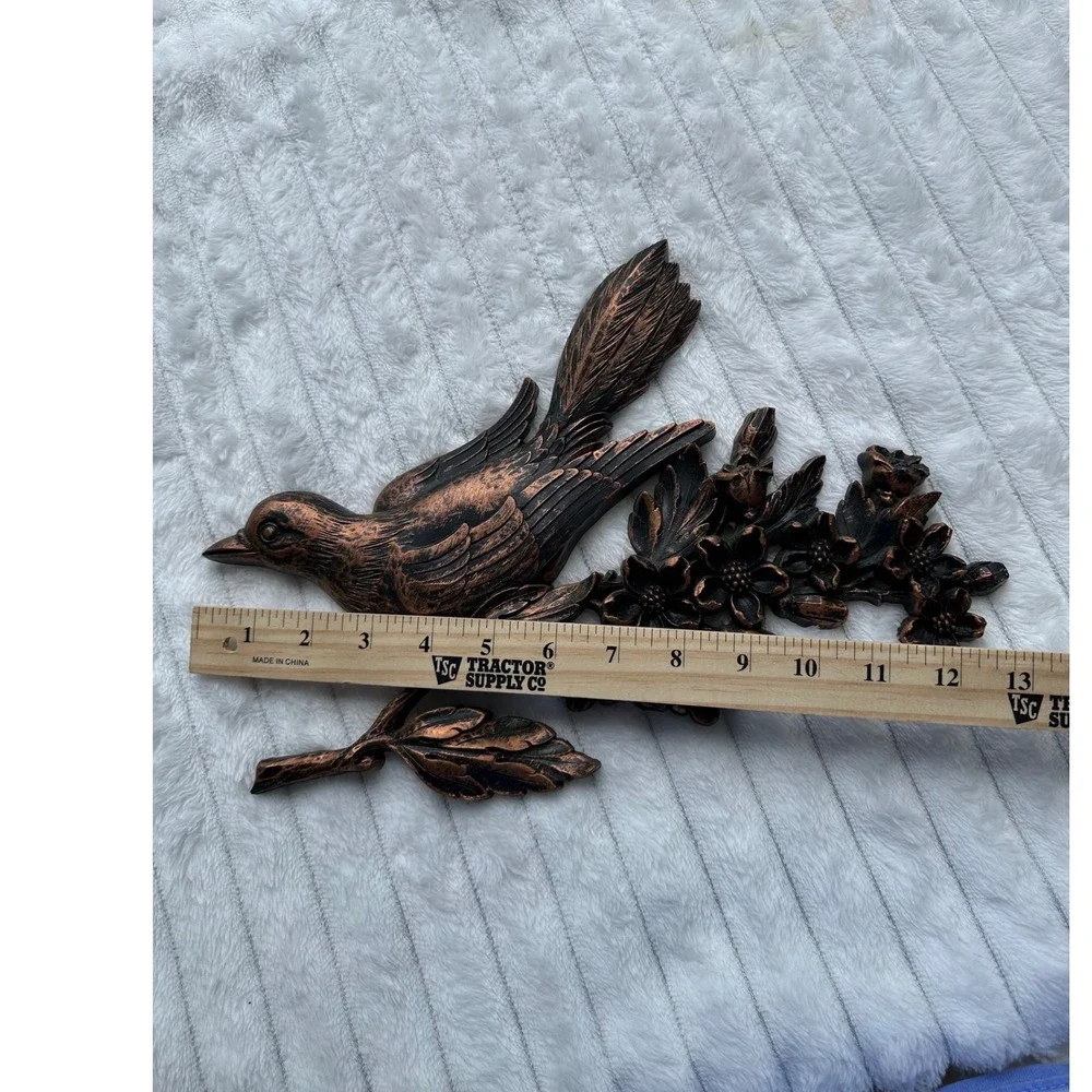 Vintage 1967 Dart Ind Copper Bird Wall Plaques Set of 2 MCM Floral Decor 7057